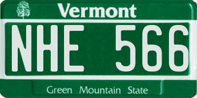 VT license plate NHE566