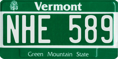 VT license plate NHE589