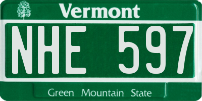 VT license plate NHE597