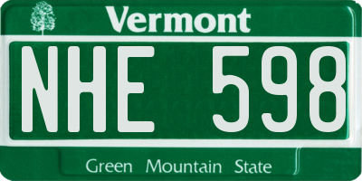 VT license plate NHE598