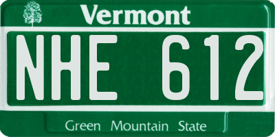 VT license plate NHE612