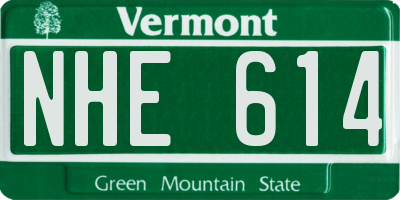 VT license plate NHE614
