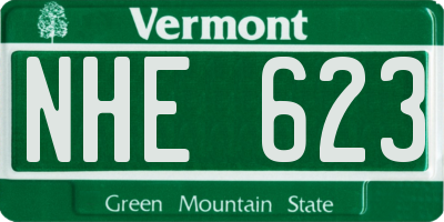 VT license plate NHE623