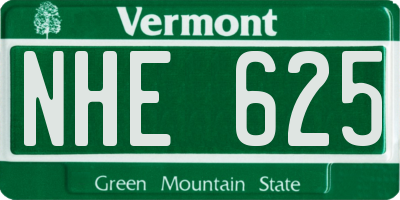 VT license plate NHE625