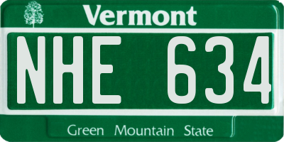 VT license plate NHE634