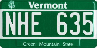 VT license plate NHE635
