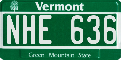 VT license plate NHE636