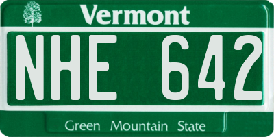VT license plate NHE642