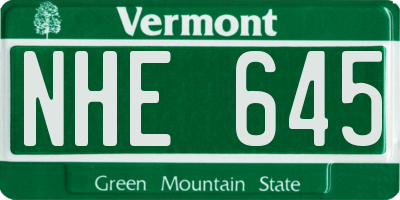 VT license plate NHE645