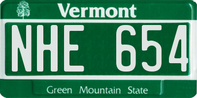 VT license plate NHE654