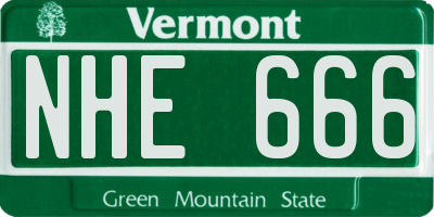 VT license plate NHE666