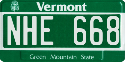 VT license plate NHE668