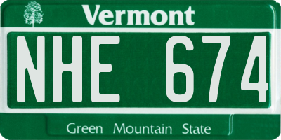 VT license plate NHE674