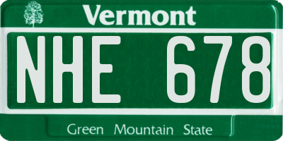 VT license plate NHE678