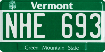 VT license plate NHE693