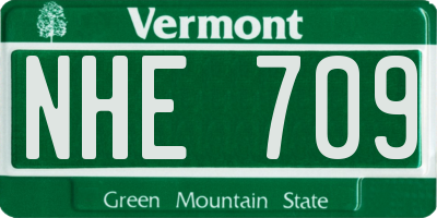 VT license plate NHE709