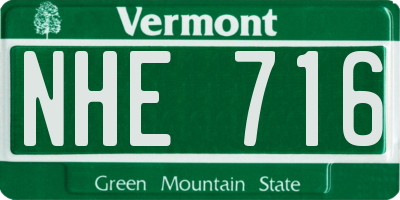 VT license plate NHE716