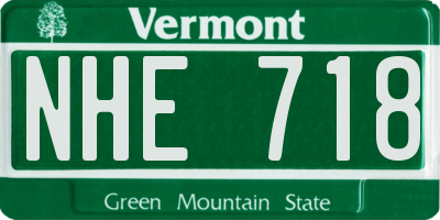VT license plate NHE718