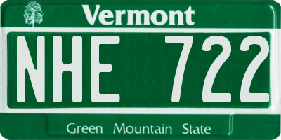 VT license plate NHE722