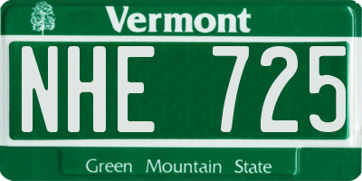 VT license plate NHE725
