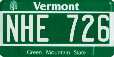 VT license plate NHE726