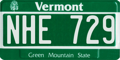 VT license plate NHE729