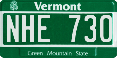 VT license plate NHE730