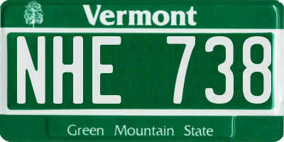 VT license plate NHE738