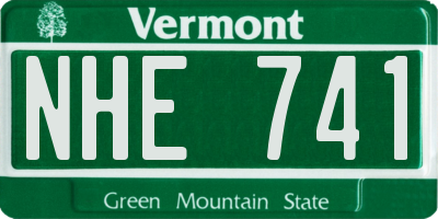 VT license plate NHE741