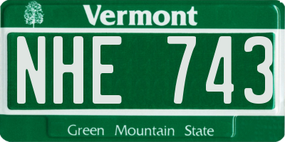 VT license plate NHE743