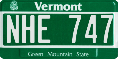 VT license plate NHE747