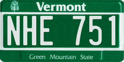 VT license plate NHE751