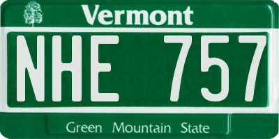 VT license plate NHE757