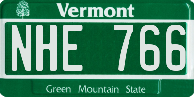 VT license plate NHE766