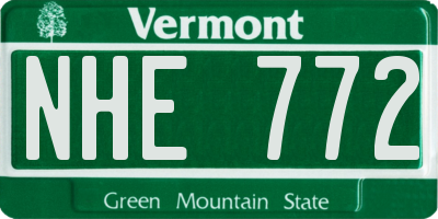 VT license plate NHE772
