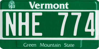 VT license plate NHE774