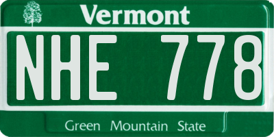 VT license plate NHE778