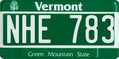 VT license plate NHE783