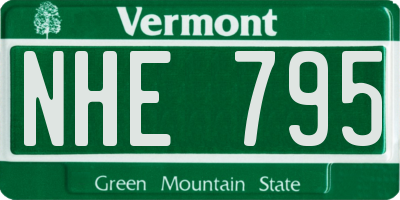 VT license plate NHE795