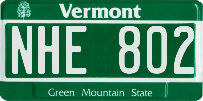 VT license plate NHE802