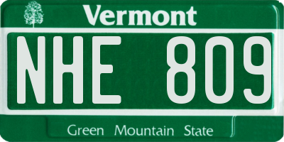 VT license plate NHE809