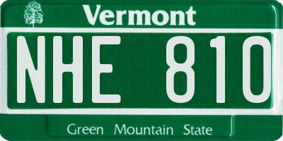 VT license plate NHE810