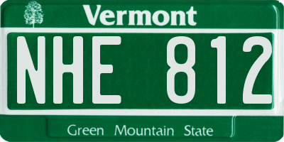 VT license plate NHE812