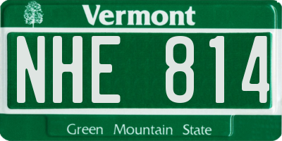 VT license plate NHE814