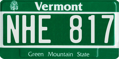 VT license plate NHE817