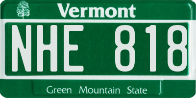 VT license plate NHE818