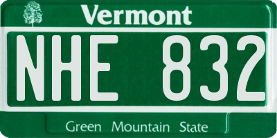 VT license plate NHE832