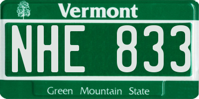 VT license plate NHE833