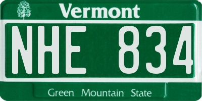 VT license plate NHE834