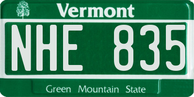 VT license plate NHE835